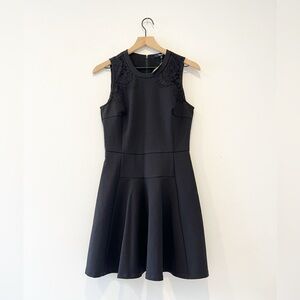 NWT Madewell lace inset fit and flare anywhere dress black mini sleeveless 2